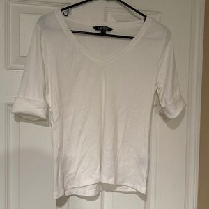 Lauren Ralph Lauren White Basic vneck tee